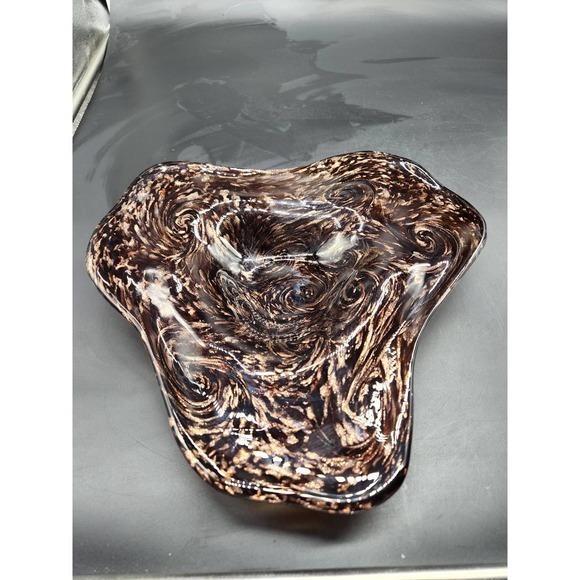 Beautiful Art‎ Glass Swirly Gold and deep purply Brown. - Picture 3 of 10